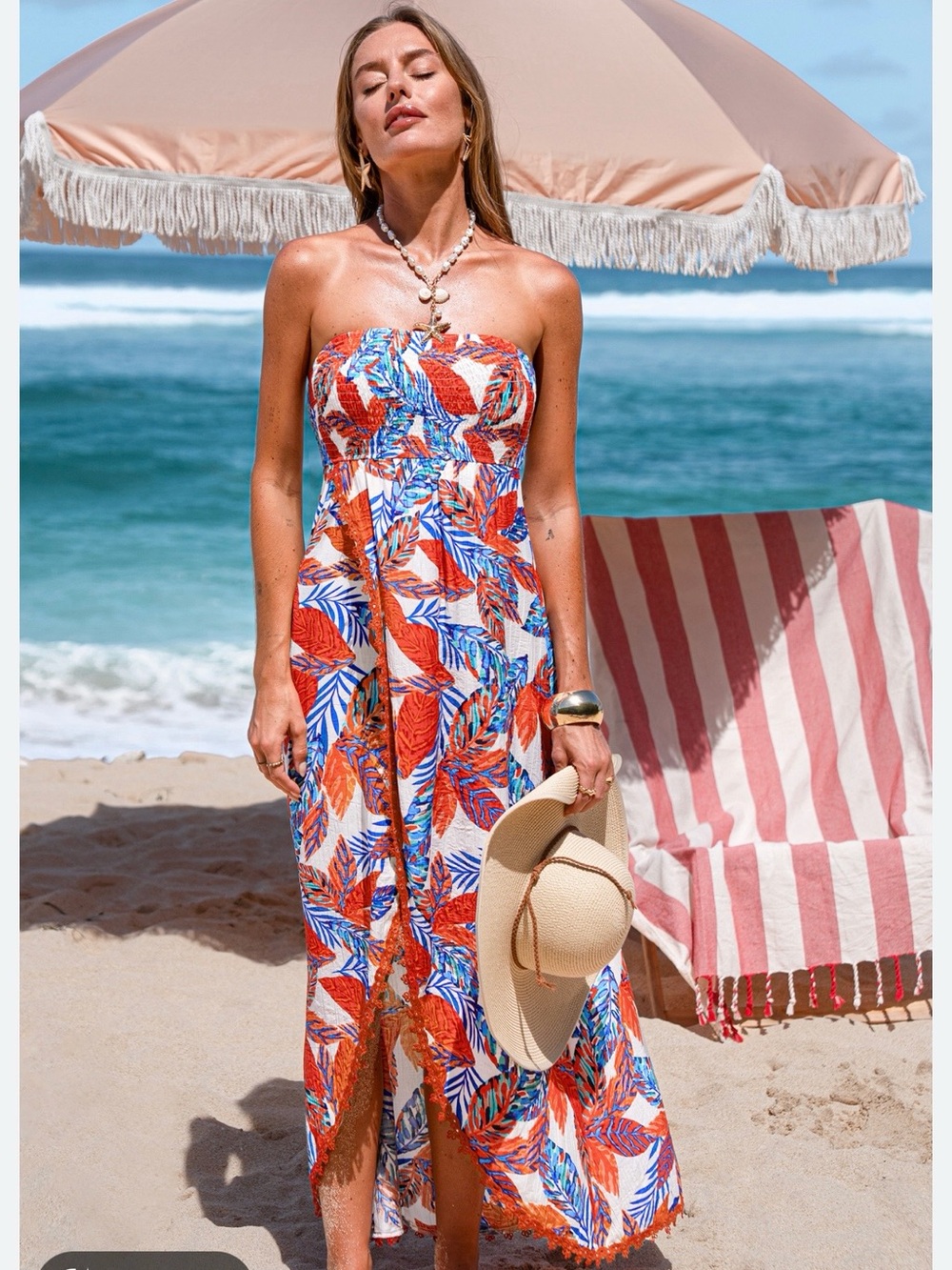 Cupshe Harbor Hues Tropical Maxi Dress M